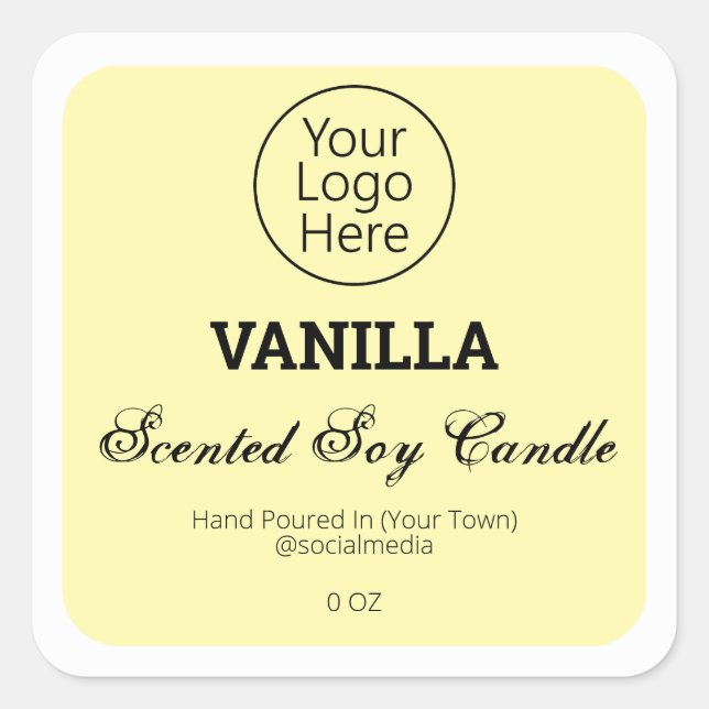 Bougie de soja parfumée à la vanille Étiquettes de (Devant)