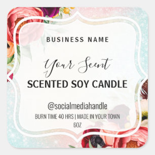 Bougie de soja parfumée Pastel pétillant Étiquette