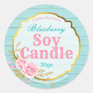 Bougie de soja Vintage rose bleu or Étiquette