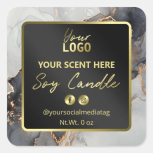 Bougie D'Encre Luxueuse Étiquette Noire Et Or Soy