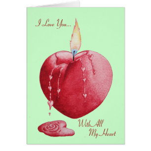 Bougie en forme de coeur d'amour rouge avec verset