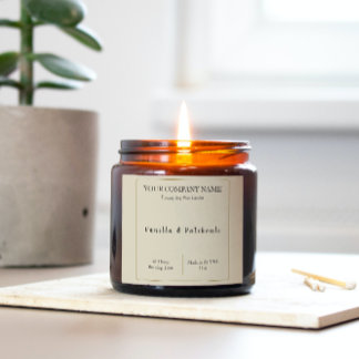 Bougie Étiquette Carré Stickers Beige