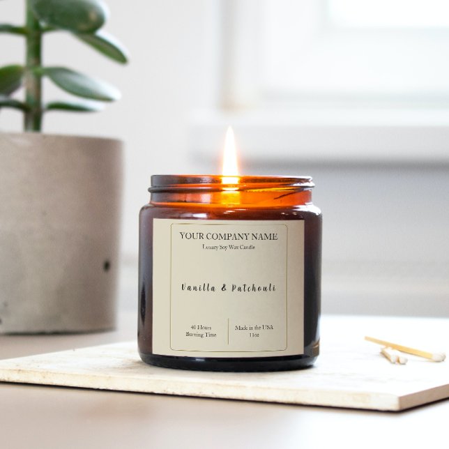 Bougie Étiquette Carré Stickers Beige (Créateur téléchargé)