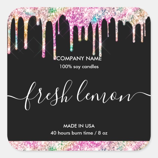 Bougie étiquette produit étiquette holographe  jar (Devant)