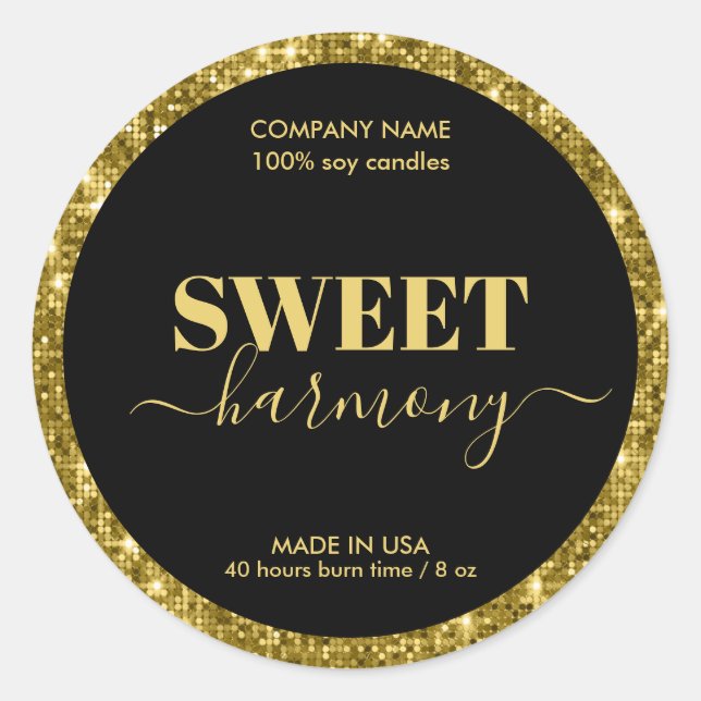 Bougie étiquette produit étiquette Modern Gold (Devant)