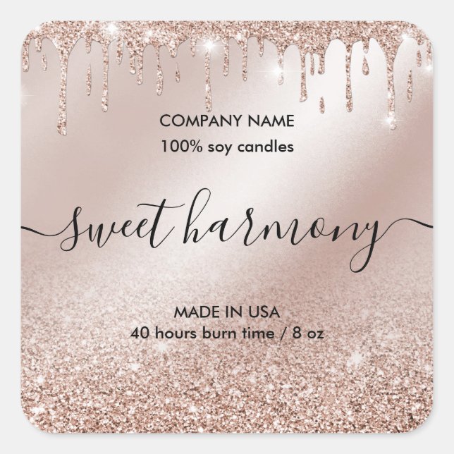 Bougie étiquette produit étiquette rose or pot éti (Devant)