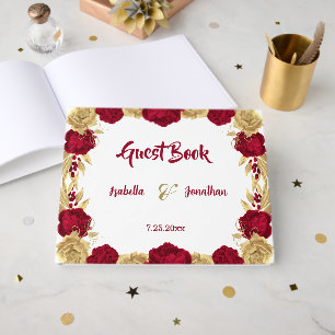 bougie & fleurs d'or élégant livre d'or