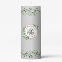 Bougie florale personnalisée avec anneaux dorés