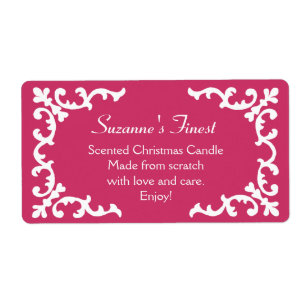 Bougie personnalisée ou Étiquette rose de bocal