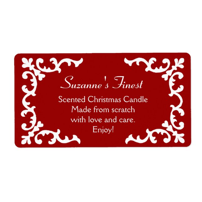 Bougie personnalisée ou Étiquette rouge de bocal (Devant)