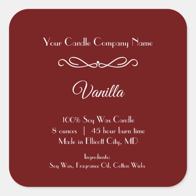 Bougie rouge blanc Étiquette Flourdir Éperon minim (Devant)