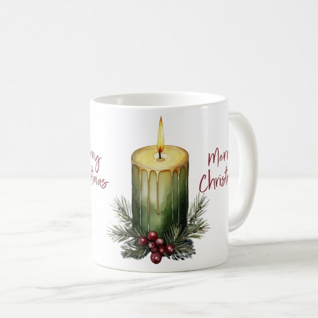 Bougie verte de Noël Pine Berry Café Mug (Devant droit)
