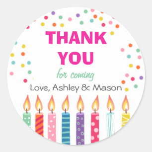 Bougies Anniversaire Merci Sticker Cupcake Topper