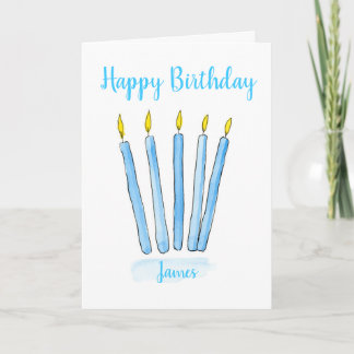 Bougies bleues personnalisées Carte d'anniversaire