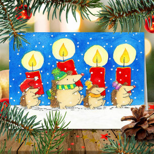 Bougies de Noël Hérissons Carte de vœux 