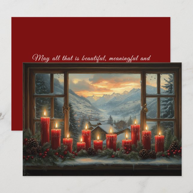 Bougies de Noël rouges Cônes de pin Baies rouges (Devant / Derrière)
