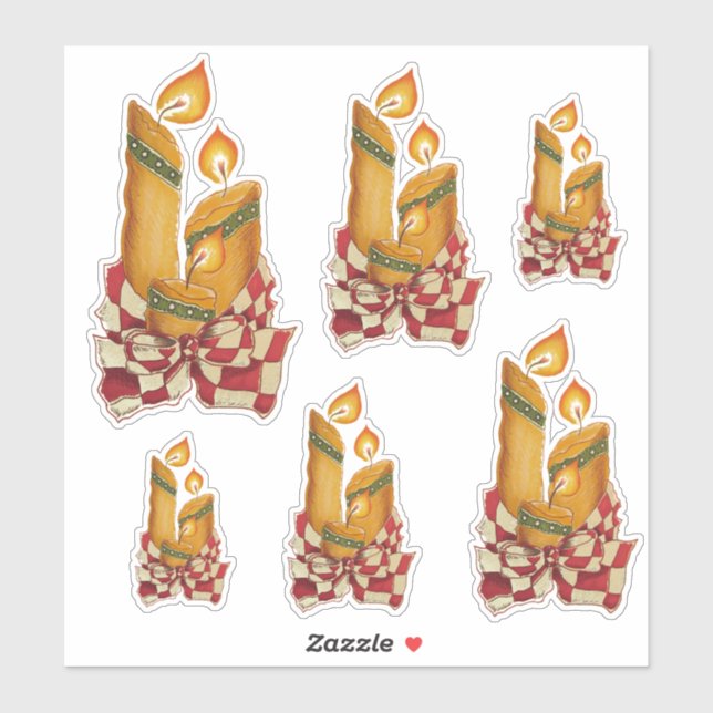 Bougies de Noël stickers Vinyl cut (Feuille)