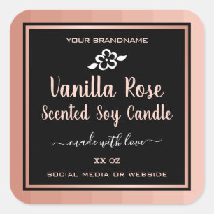 Bougies de soja parfumées Rose Vanille Étiquette r