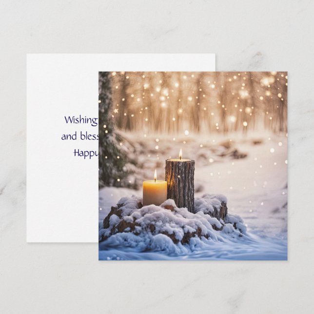 Bougies du solstice d'hiver dans la neige (Devant / Derrière)