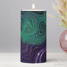 Bougies en marbre bleu vert gris violet rose