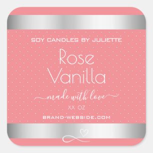 Bougies en soja rose rose Vanille Étiquette