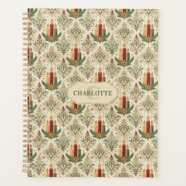 Bougies et ornements de Noël vintage Monogramme (Devant)