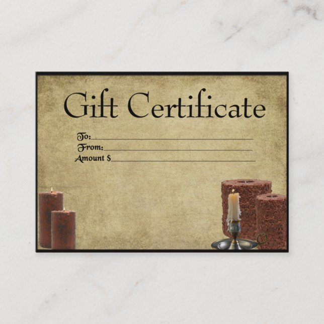 Bougies Grubby - Cartes de certificat-cadeau de Pr (Devant)