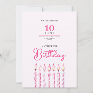 bougies rose invitation d'anniversaire fille