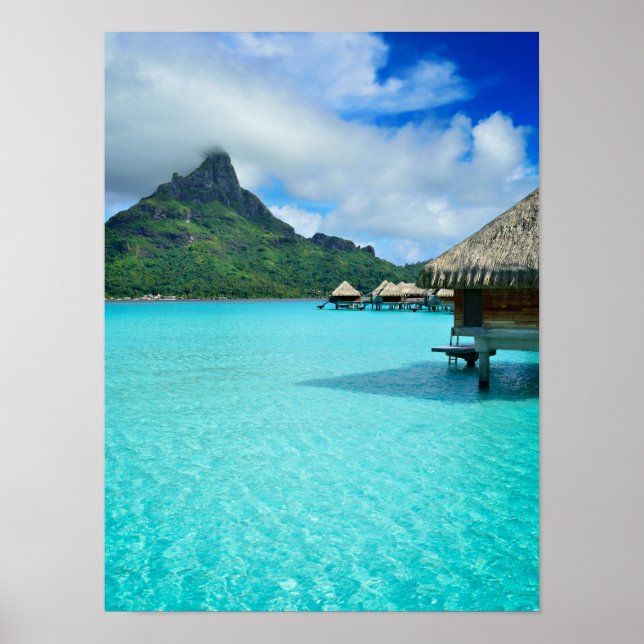 Bougots surplombant l'eau sur Bora Bora poster ver (Devant)