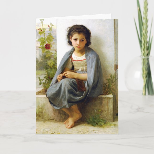 Bouguereau la petite carte de voeux de tricoteuse (Devant)