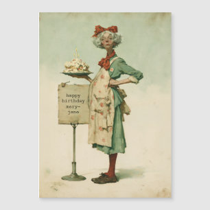 Boulanger vintage avec gâteau d'anniversaire