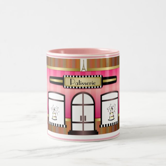 Boulangerie à thème rose Paris Pâtisserie Mug (Centre)