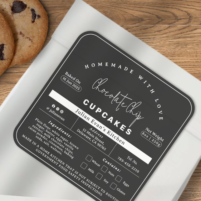 Boulangerie artisanale minimaliste Noir Étiquette  (Minimalist Black Homemade Bakery Cottage Law Label )