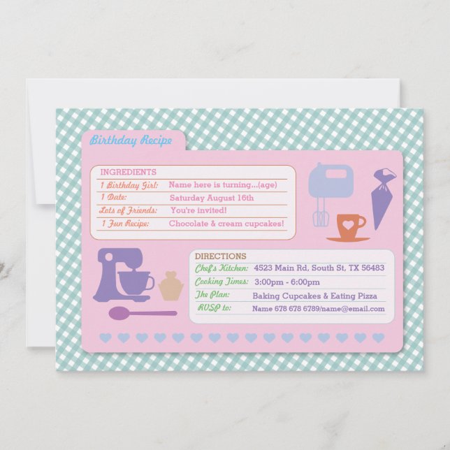 Boulangerie Baking Recette Carte invitation fête d (Devant)
