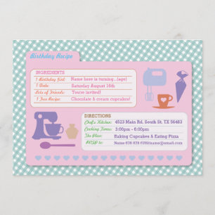 Boulangerie Baking Recette Carte invitation fête d
