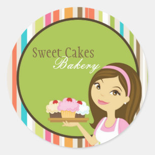 Boulangerie Brunette Baker Cup Stickers 20 - 1,5"