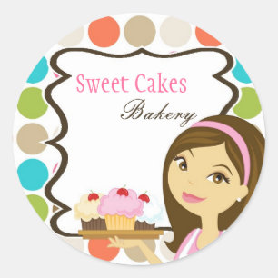 Boulangerie Brunette Baker Cup Stickers 20 - 1,5"