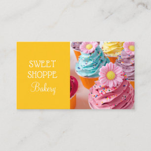Boulangerie Cartes de visite de cupcake jaune