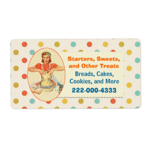 Boulangerie colorée Retro Polka Dot Étiquette