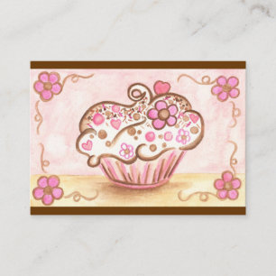 Boulangerie Cupcake à fleurs roses Cartes de visit