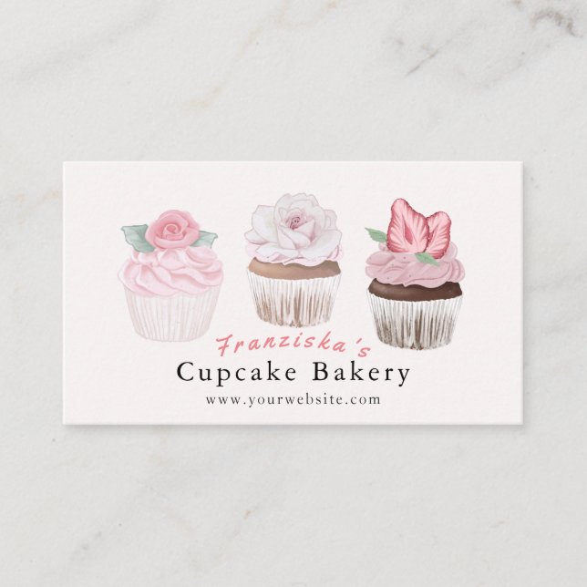 Boulangerie Cupcake Boulangerie rose Carte de visi (Devant)