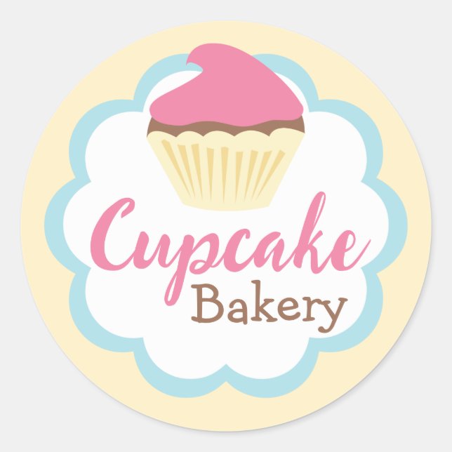 Boulangerie Cupcake Scallop Sticker Étiquette (Devant)