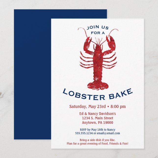 Boulangerie de homard Invitation Dîner de fruits d (Devant / Derrière)