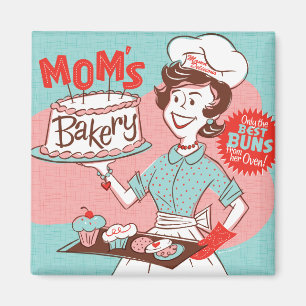 Boulangerie de maman Magnet Carré de style Vintage