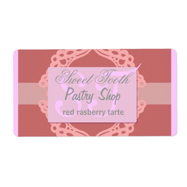 Boulangerie étiquette dentelle rose et argent (Devant)
