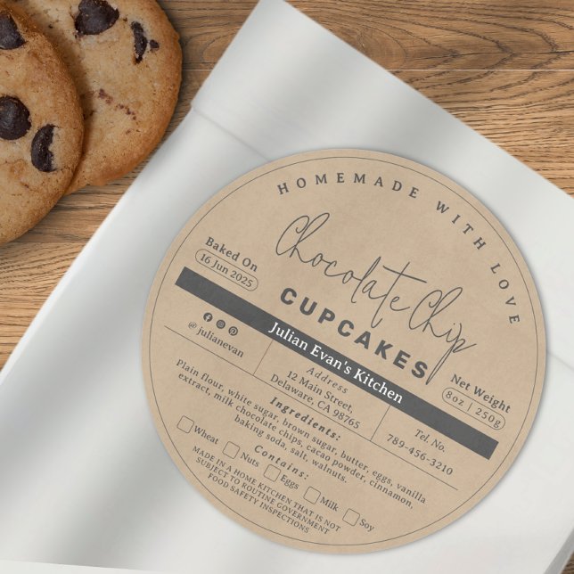 Boulangerie maison rustique Cottage Étiquette de l (Rustic Homemade Bakery Cottage Food Law Label )