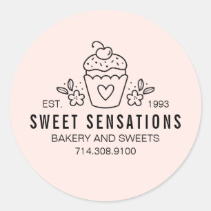 Boulangerie moderne rose pâle Sticker Cupcake
