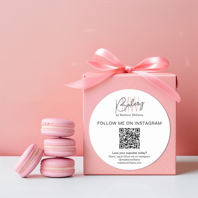 Boulangerie QR Code Monogramme Logo Autocollant pr (Créateur téléchargé)