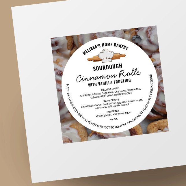 Boulangerie Sourdough Droit de chalet Étiquette de (Modern home bakery cottage law stickers with bakery clip art and trendy fonts)