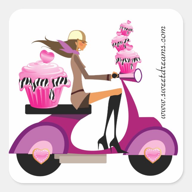 Boulangerie Stickers Cupcake rose Scooter Girl Zeb (Devant)